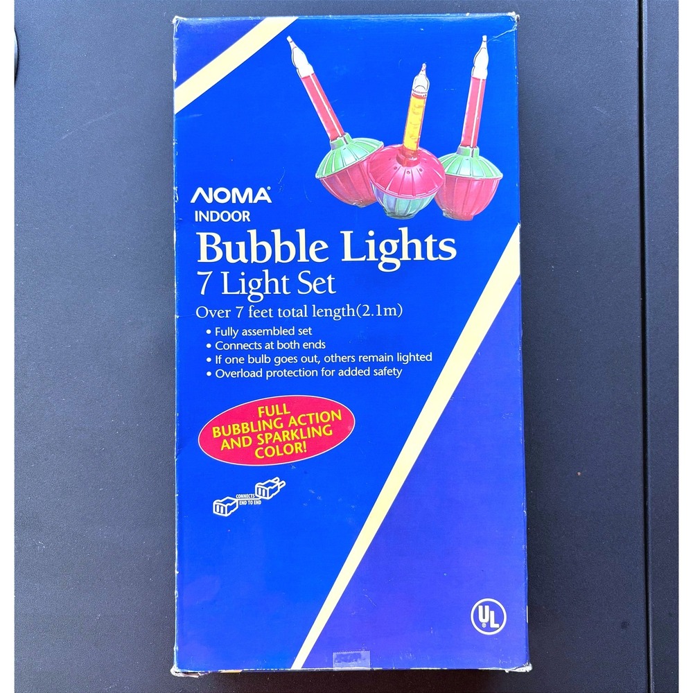 Noma Indoor Bubble Lights 7 Light Set  Red Green‎ Retro Christmas THEY WORK!!